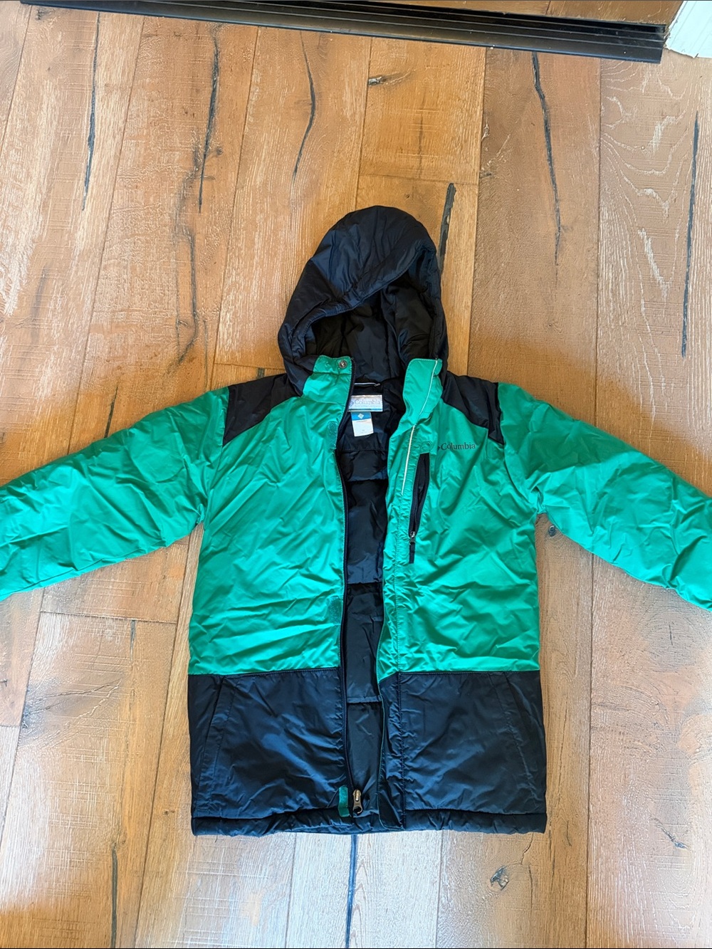 Columbia Kids Green and Black Hooded Puffer Jacket